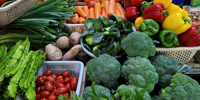 An assortment of vegetables at a farmer's market